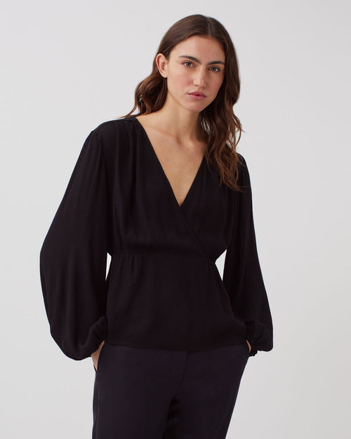Blouse cache-cœur fluide - H091 BLACK BEAUTY - 1
