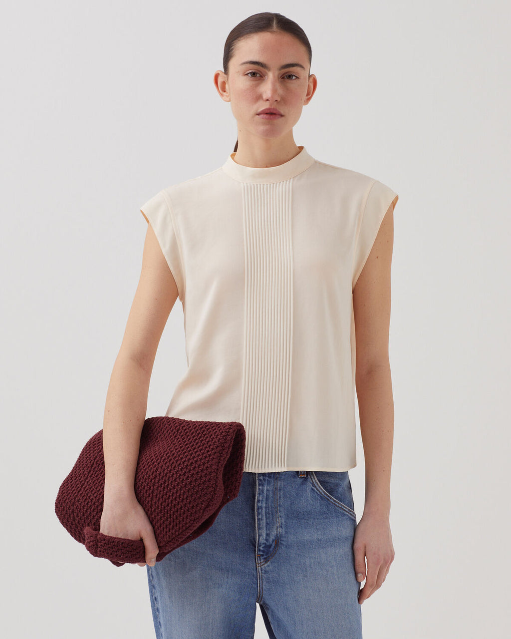 Blouse fluide sans manches - J300 NATURAL - 1