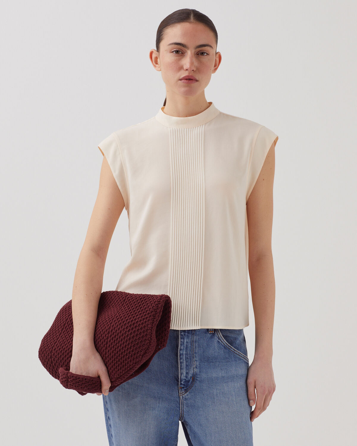 Blouse fluide sans manches - J300 NATURAL - 1