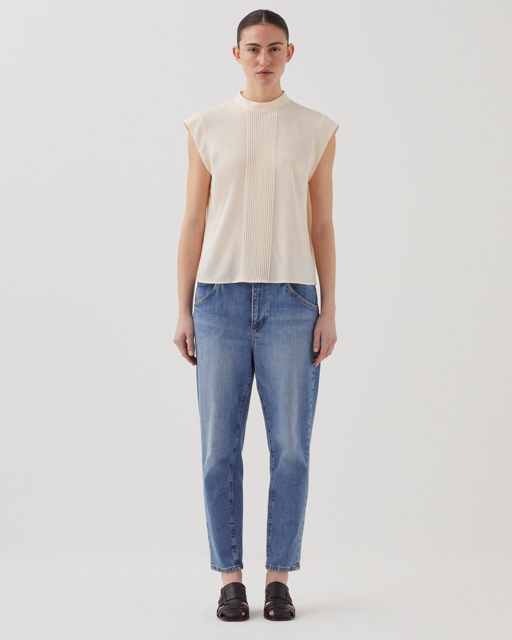 Blouse fluide sans manches - J300 NATURAL - 2