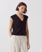 Top fluide sans manches torsadé - H091 BLACK BEAUTY - 1