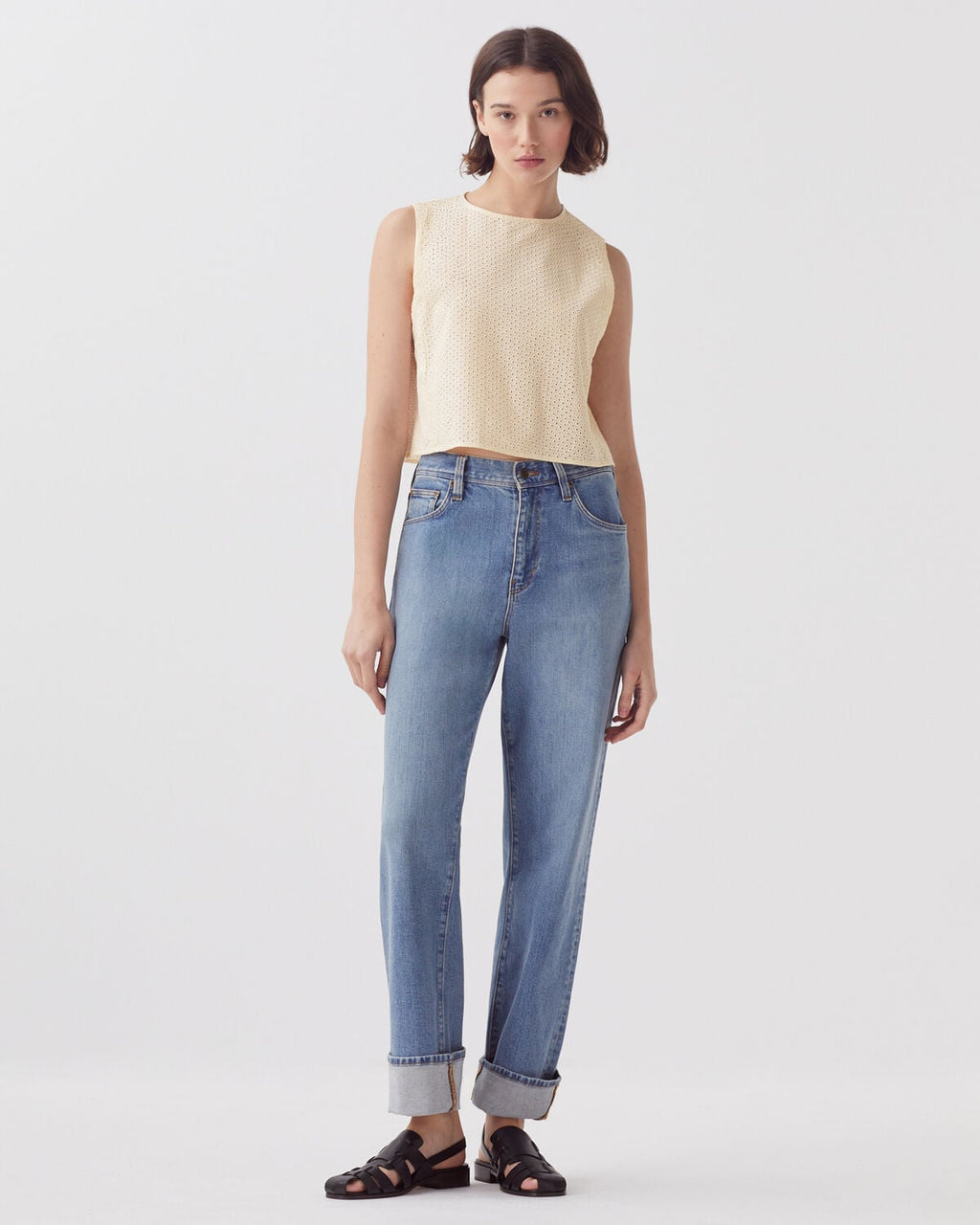Top sans manches brodé en coton - H013 GARDENIA - 2