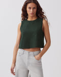 Top sans manches brodé en coton - J590 SPRUCE GREEN - 1