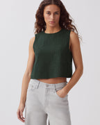 Top sans manches brodé en coton - J590 SPRUCE GREEN - 1