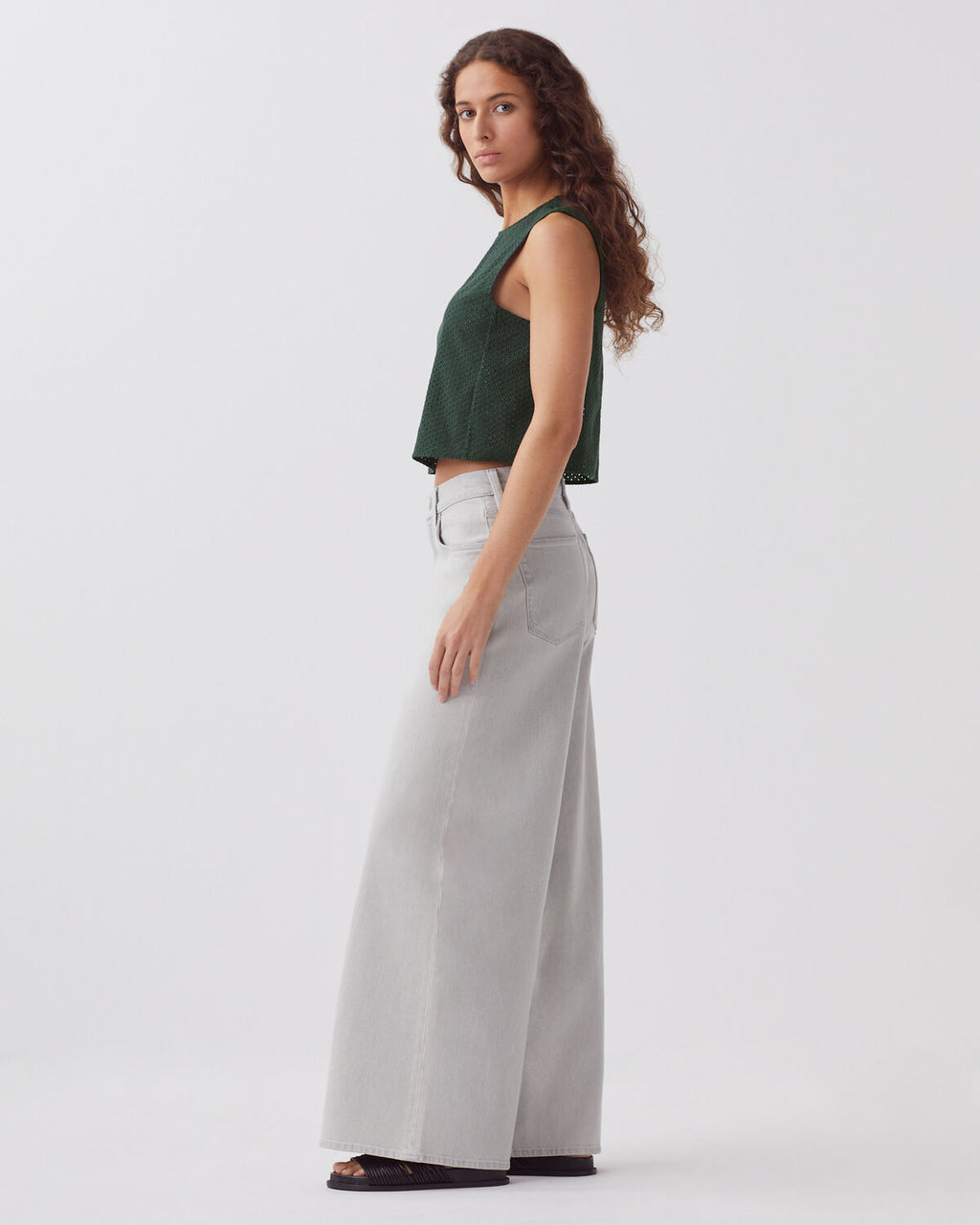 Top sans manches brodé en coton - J590 SPRUCE GREEN - 2