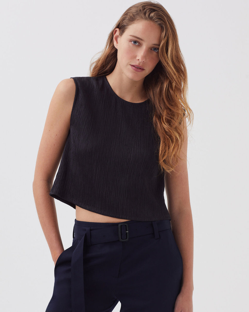 Top texturé sans manches - H091 BLACK BEAUTY - 1