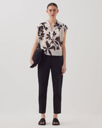 Blouse fluide sans manches en voile de coton - J304 BLURRY FL ECRU - 2
