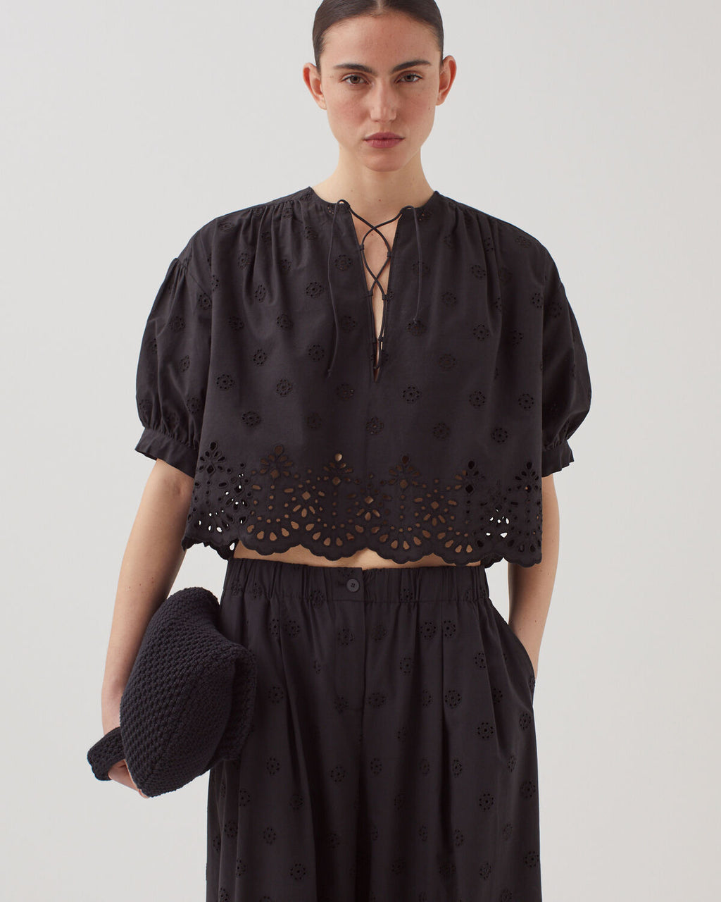 Blouse broderie anglaise en coton - H091 BLACK BEAUTY - 1