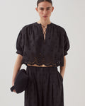 Blouse broderie anglaise en coton - H091 BLACK BEAUTY - 1