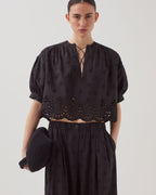 Blouse broderie anglaise en coton - H091 BLACK BEAUTY - 1