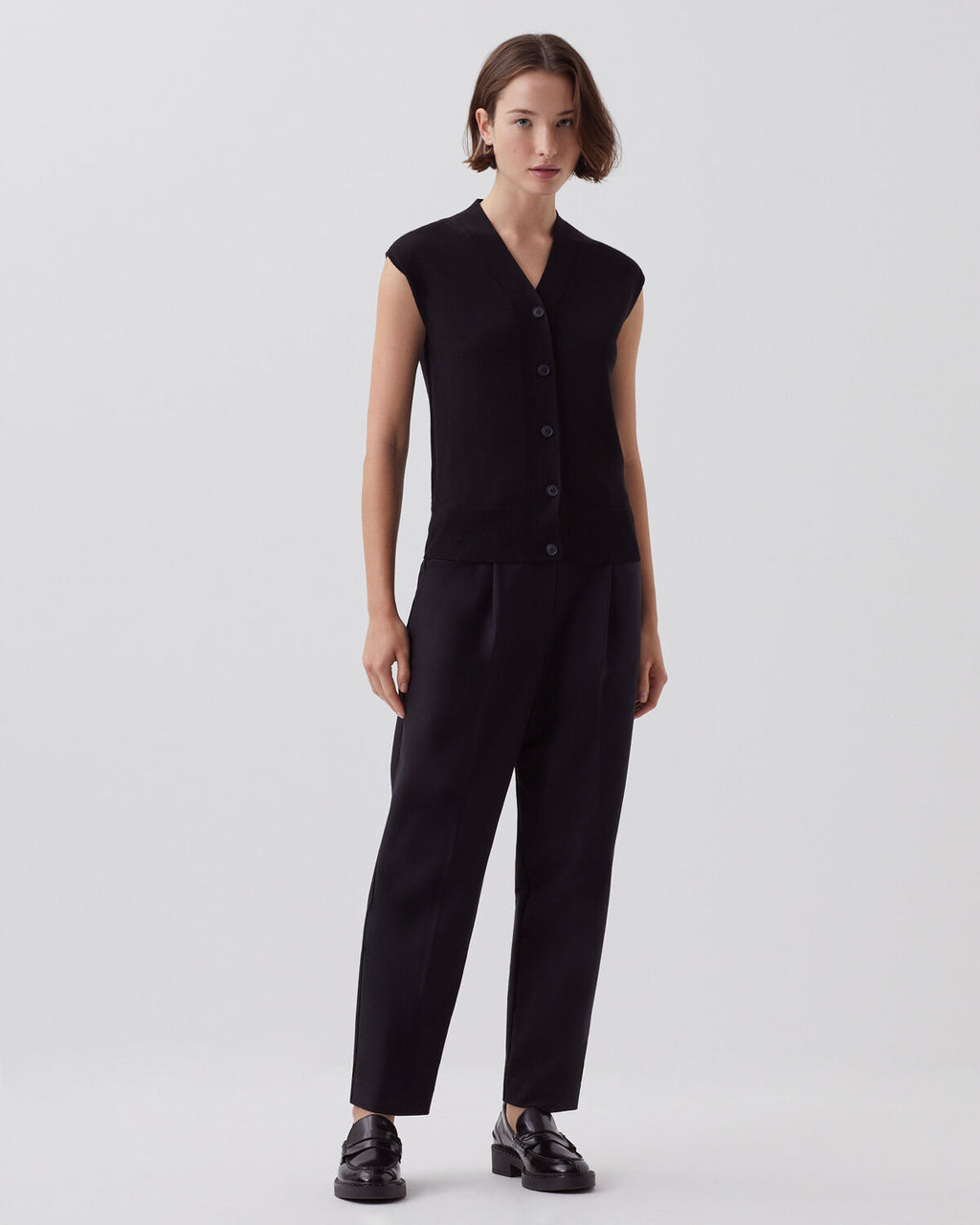 Gilet sans manches en laine et soie - H091 BLACK BEAUTY - 2