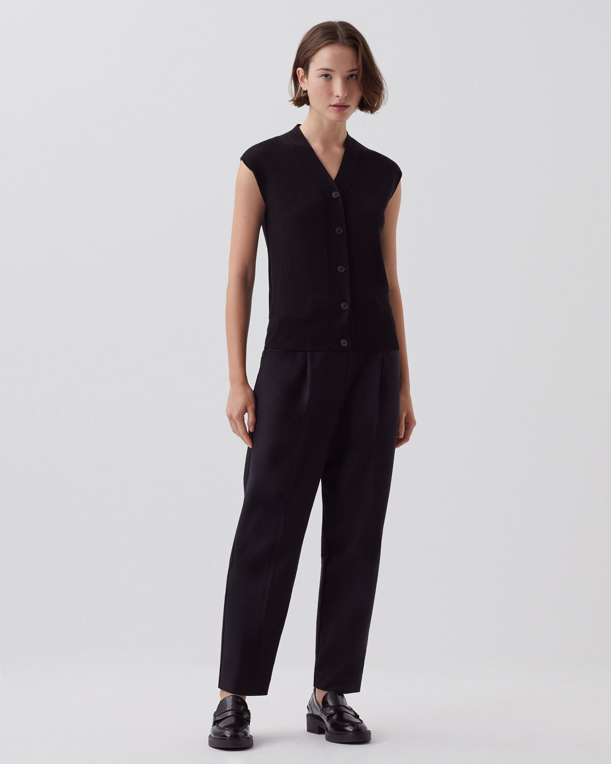Gilet sans manches en laine et soie - H091 BLACK BEAUTY - 2