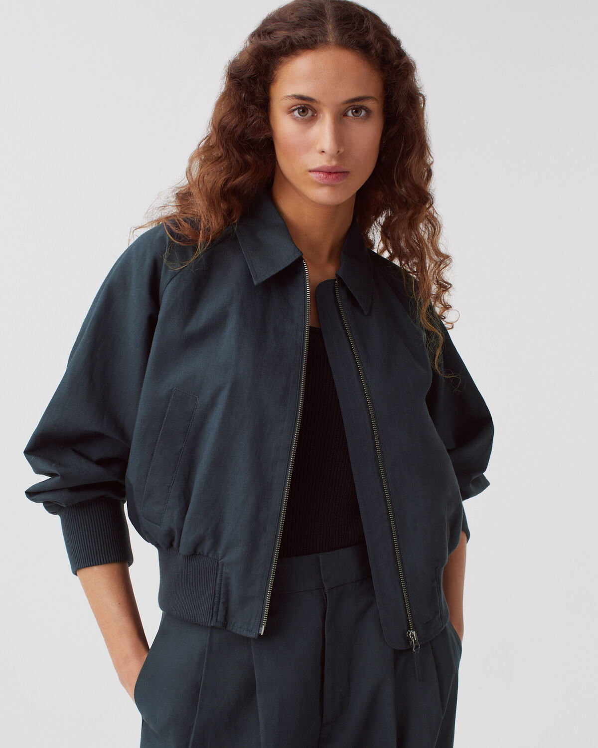 Blouson court zippé - J690 BLUEBERRY - 1