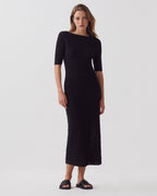 Robe longue crochet texturé en coton - H091 BLACK BEAUTY - 1
