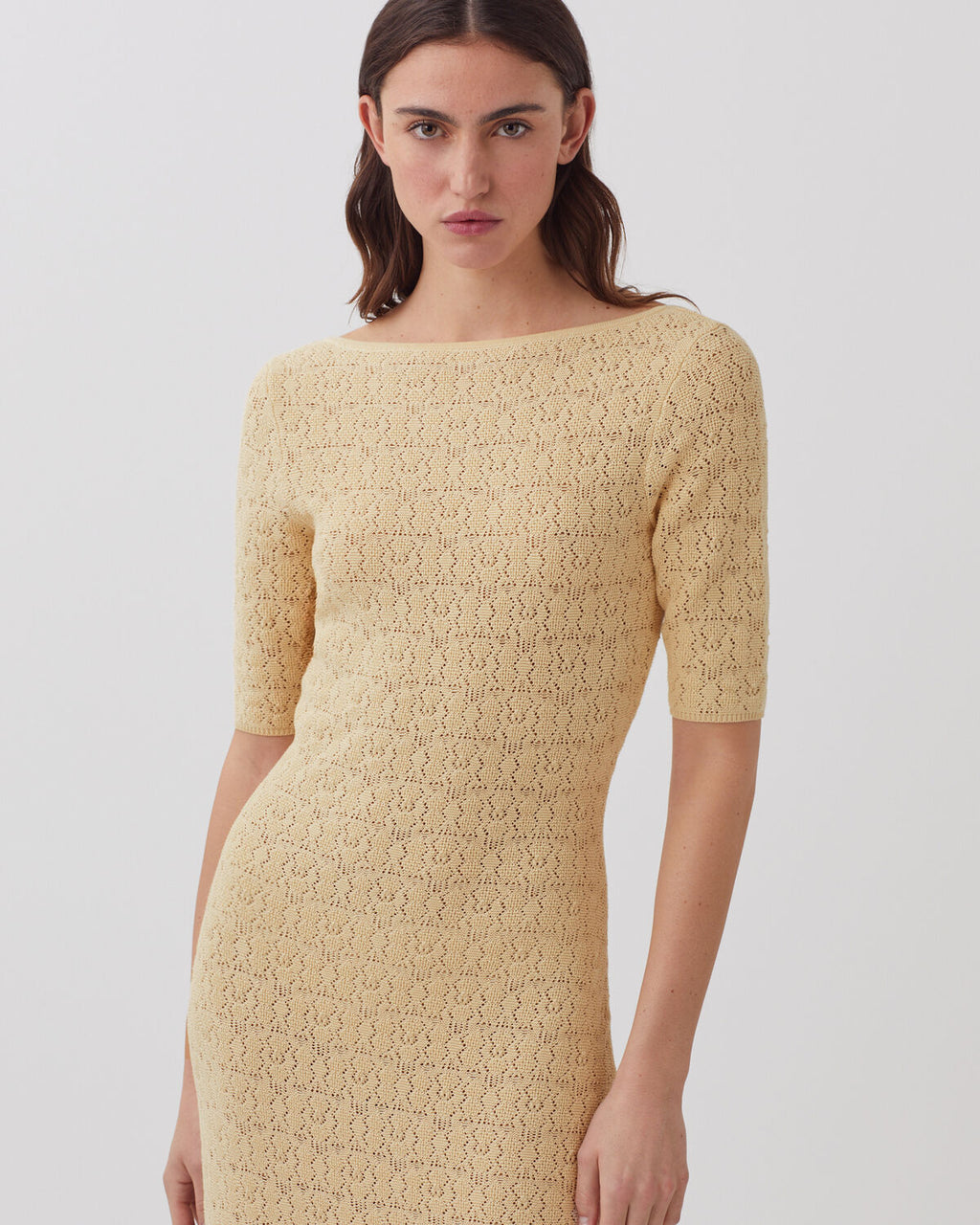 Robe longue crochet texturé en coton - J300 NATURAL - 2