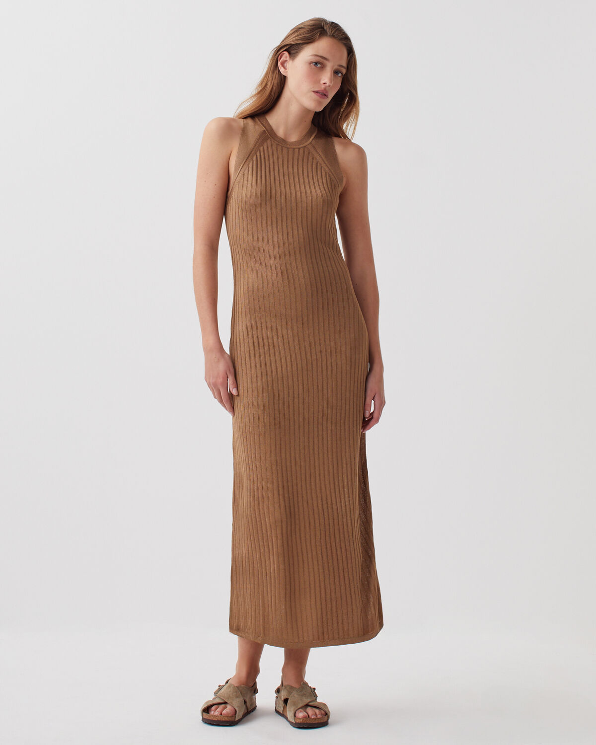 Robe longue en maille côtelée - H330 TIGER'S EYE - 1