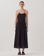 Robe longue à bretelles en voile de coton - H091 BLACK BEAUTY - 1