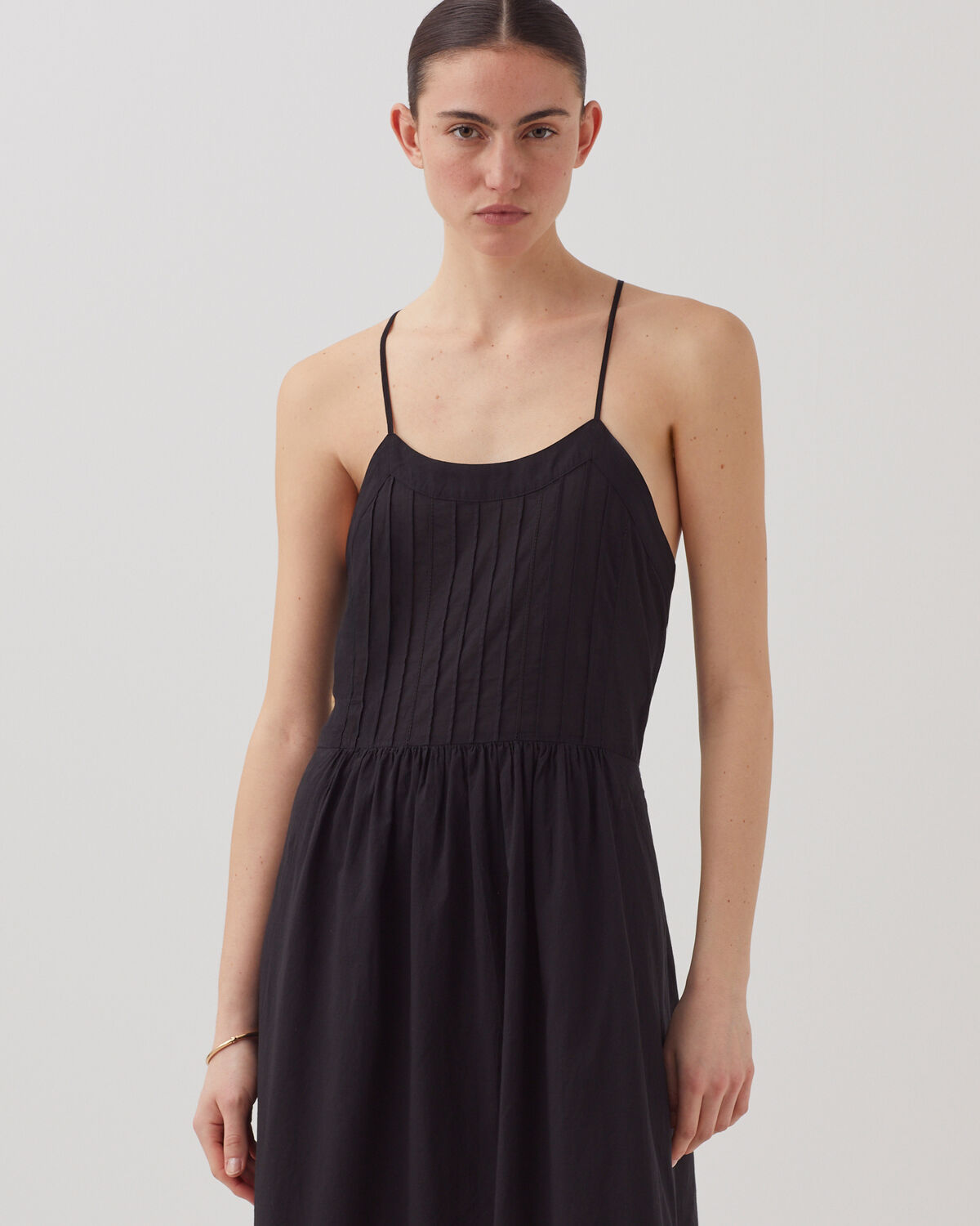 Robe longue à bretelles en voile de coton - H091 BLACK BEAUTY - 2