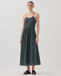 Robe longue à bretelles en voile de coton - J590 SPRUCE GREEN - 1