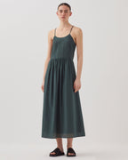 Robe longue à bretelles en voile de coton - J590 SPRUCE GREEN - 1