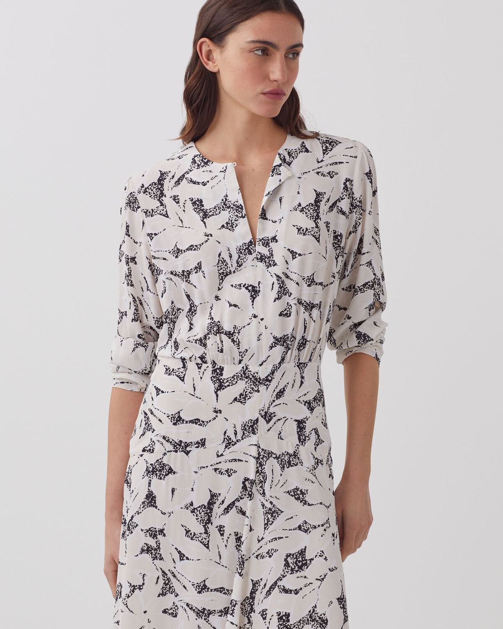 Robe longue fluide - J301 FLOWER CAMO ECRU - 2