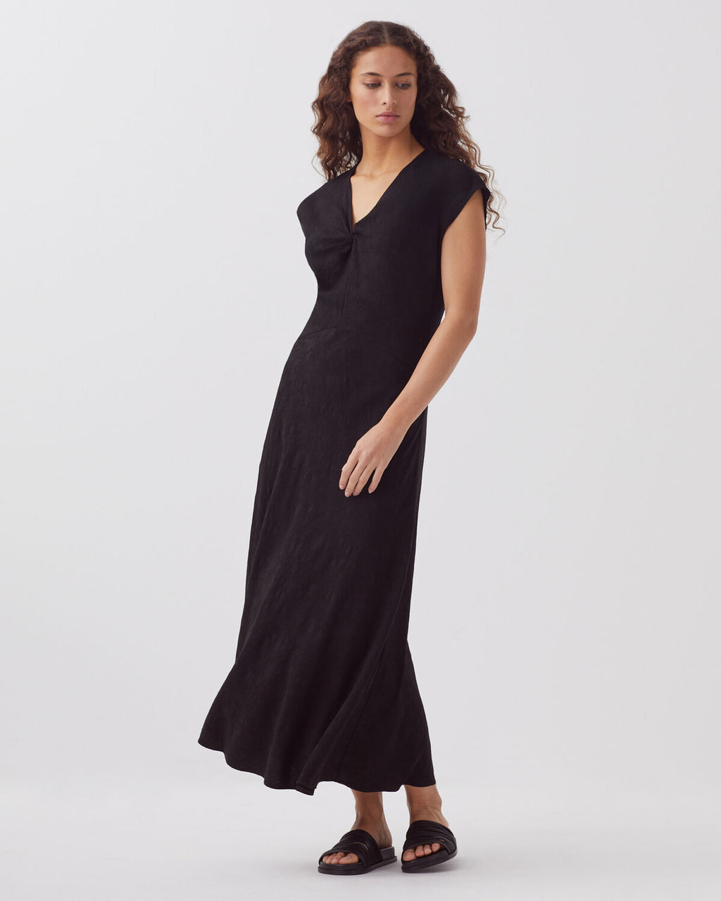 Robe longue fluide torsadée - H091 BLACK BEAUTY - 1