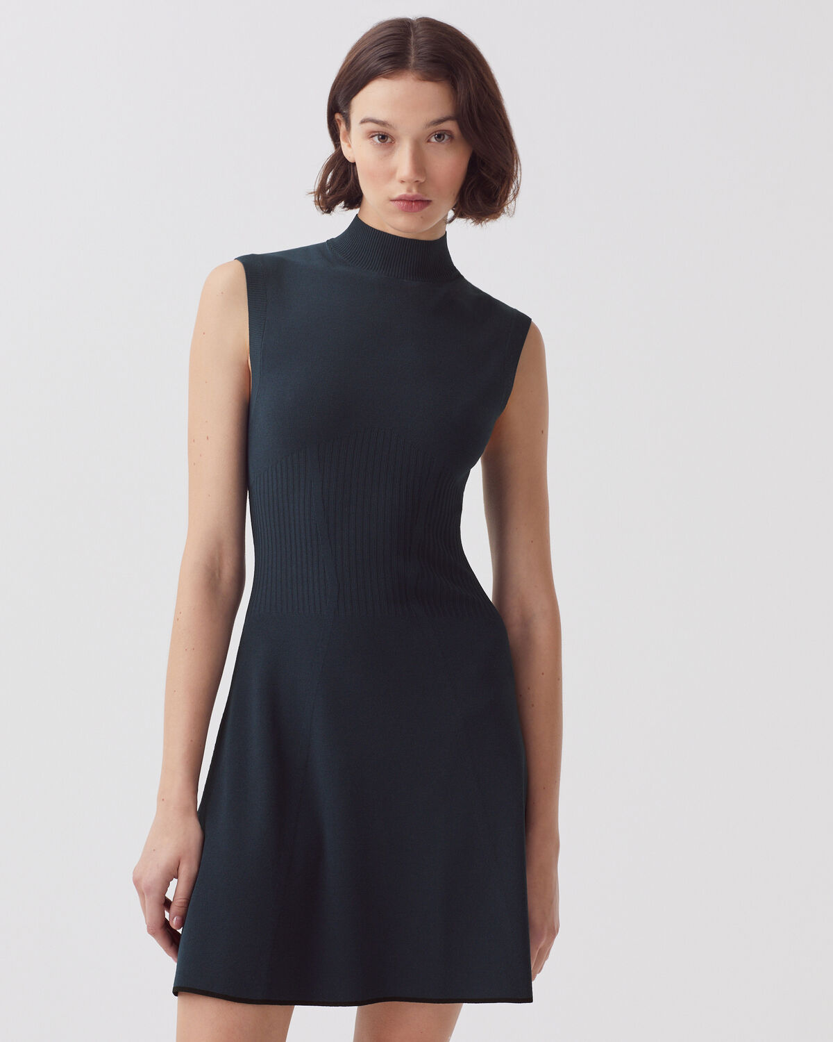 Robe courte en maille - J690 BLUEBERRY - 1