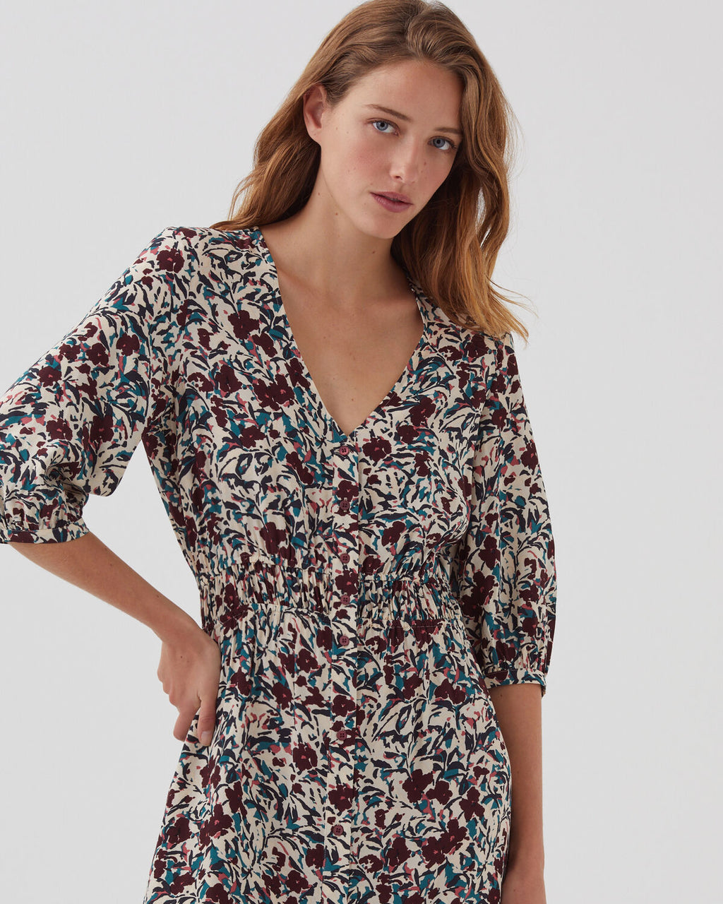 Robe longue fluide LUDIVINE - J751 LEAF BURGUNDY - 2