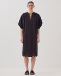 Robe midi broderie anglaise en coton - H091 BLACK BEAUTY - 1