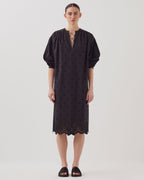 Robe midi broderie anglaise en coton - H091 BLACK BEAUTY - 1