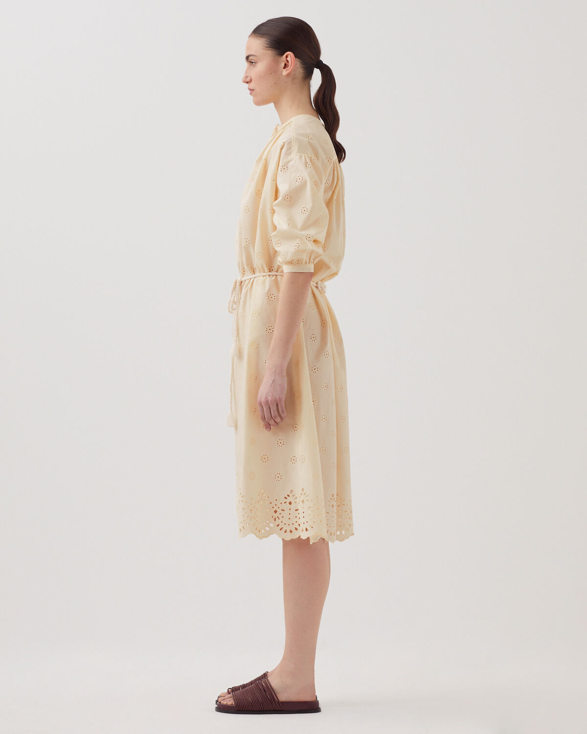 Robe midi broderie anglaise en coton - I307 ECRU - 2
