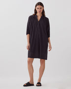 Robe ample courte en coton froissé - H091 BLACK BEAUTY - 2