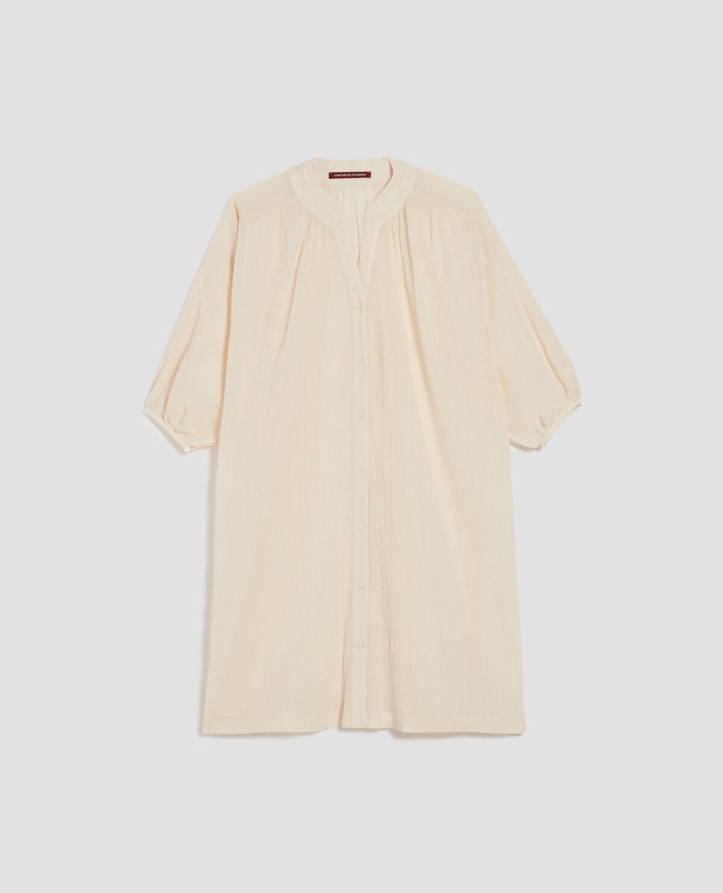 Robe ample courte en coton froissé - J300 NATURAL - 2