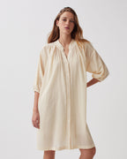 Robe ample courte en coton froissé - J300 NATURAL - 1