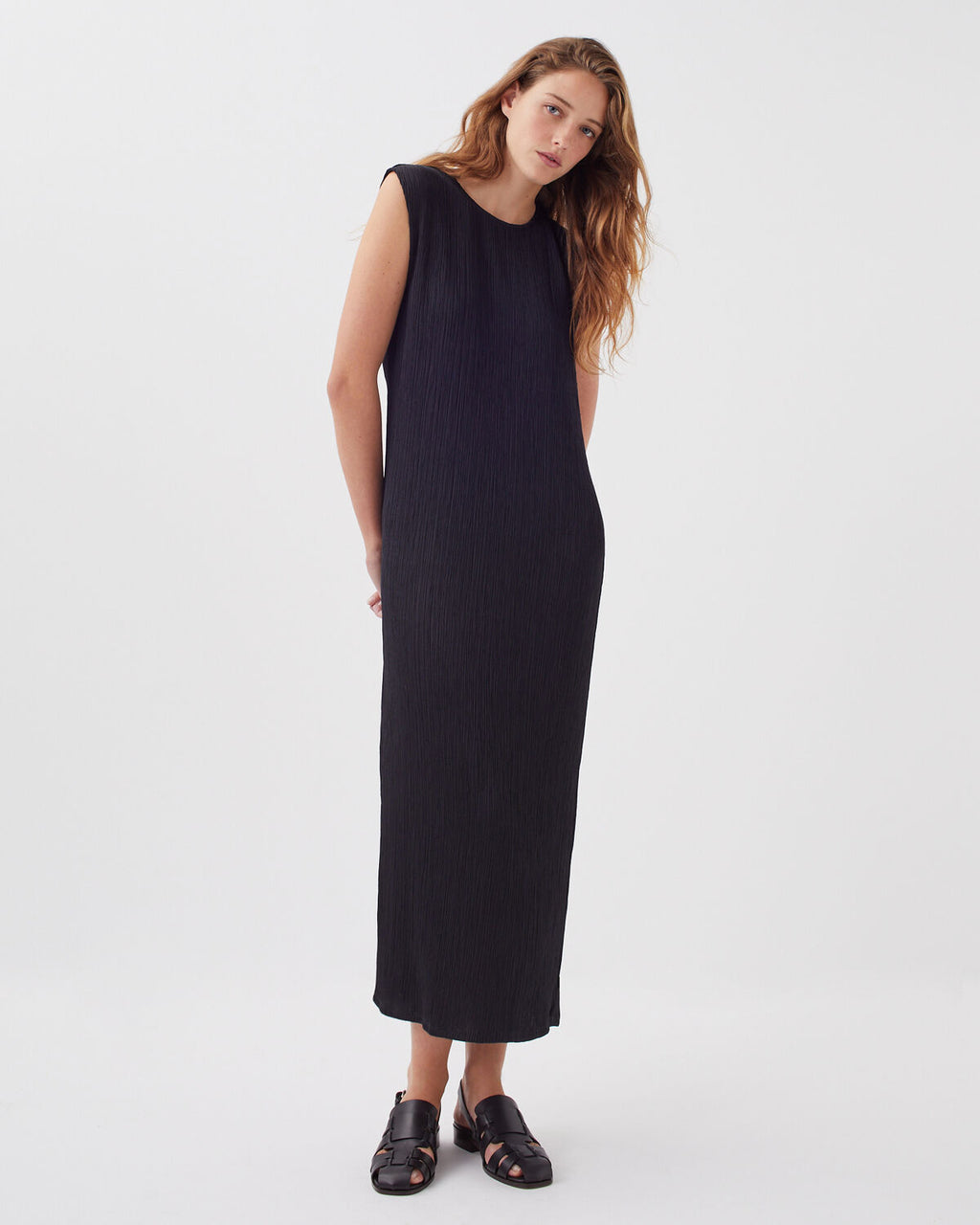 Robe longue texturée sans manches - H091 BLACK BEAUTY - 1