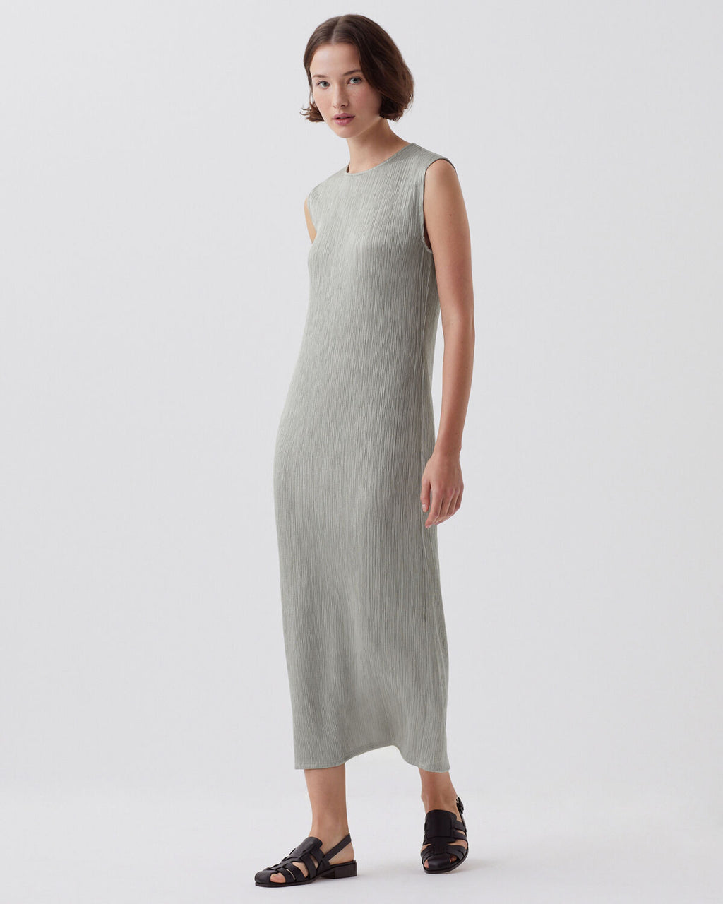 Robe longue texturée sans manches - J050 SHADOW GRAY - 1