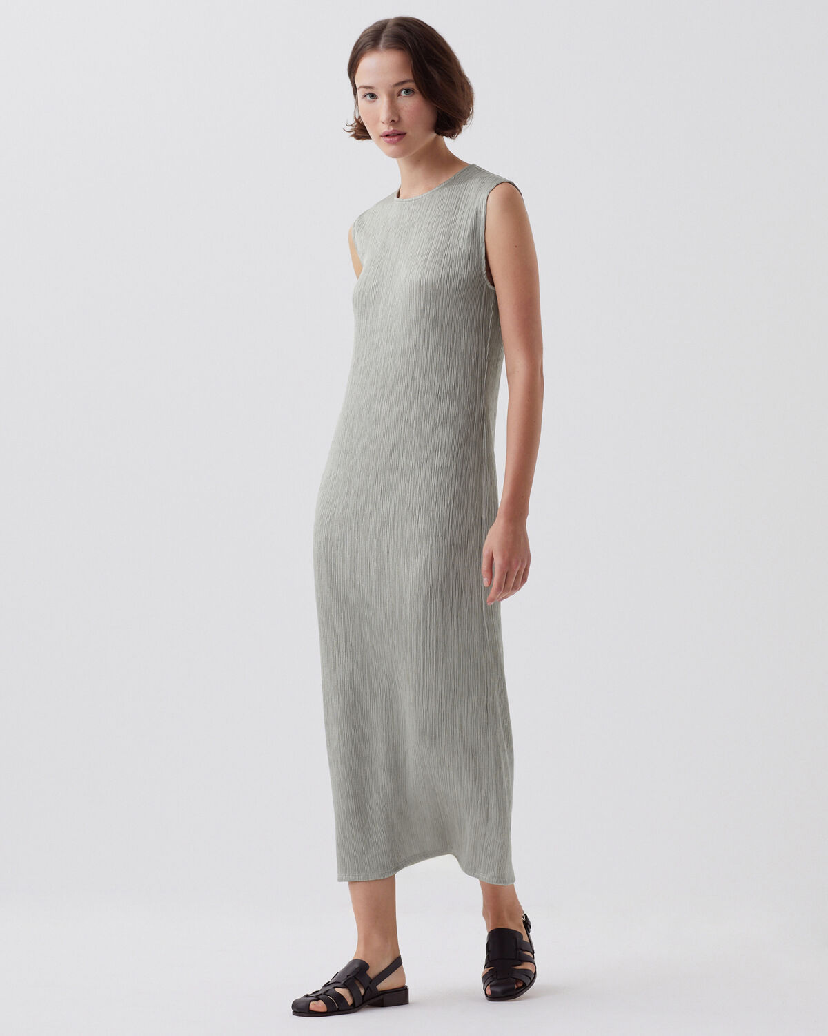 Robe longue texturée sans manches - J050 SHADOW GRAY - 1