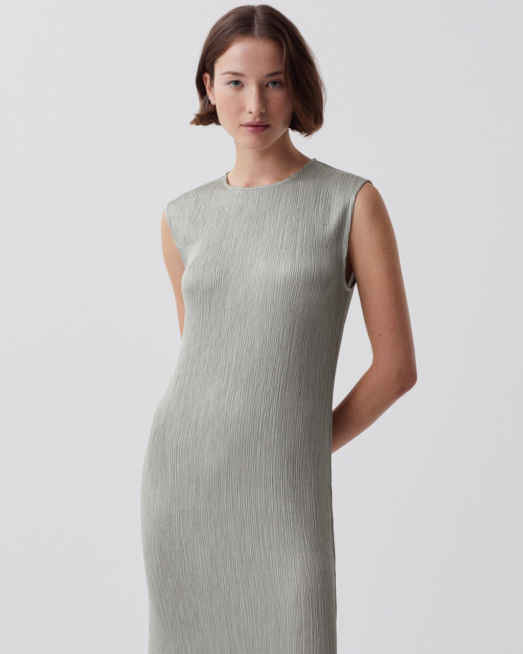 Robe longue texturée sans manches - J050 SHADOW GRAY - 2