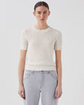 Pull à manches courtes en lin - H303 WHITE SWAN - 1