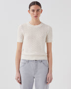 Pull à manches courtes en lin - H303 WHITE SWAN - 1