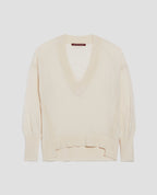 Pull col V en laine et soie - I300 PEARLED IVORY - 2