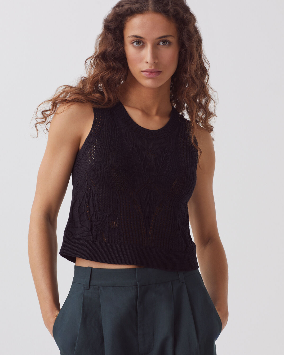 Débardeur en coton crochet - H091 BLACK BEAUTY - 1