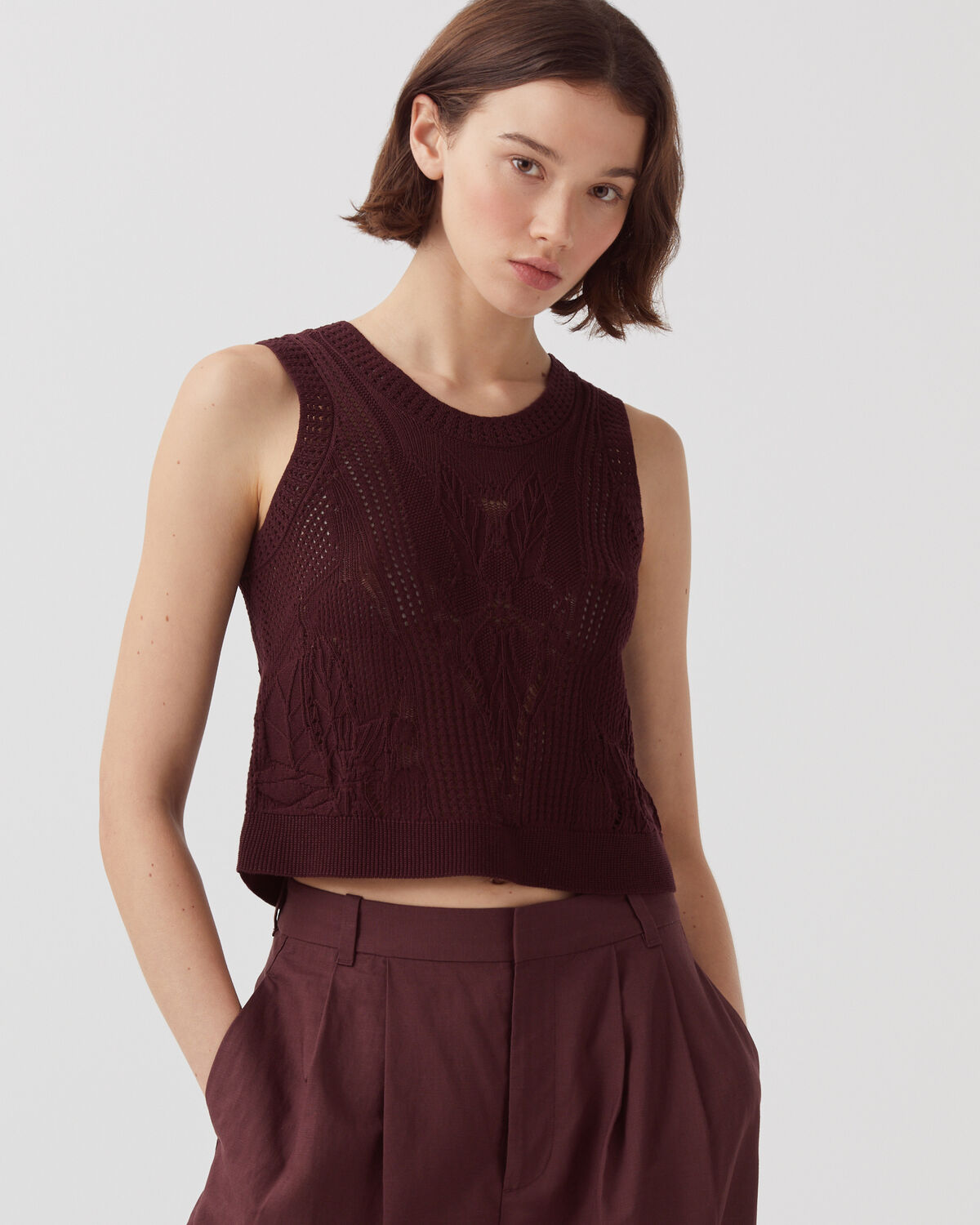 Débardeur en coton crochet - J380 DECADENT CHOCOLATE - 1