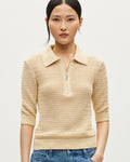 Pull col polo zippé en coton - J300 NATURAL - 1