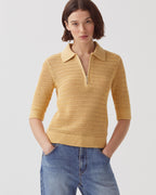 Pull col polo zippé en coton - J420 MOONSTONE - 1