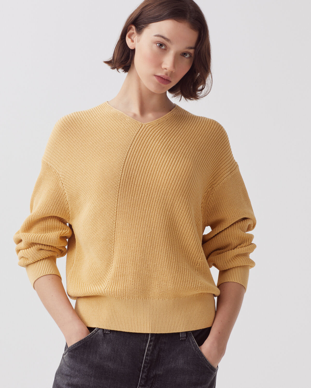 Pull col V en coton - J420 MOONSTONE - 1