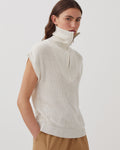 Pull sans manches col zippé en lin - H303 WHITE SWAN - 1