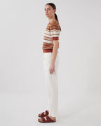 Pull à manches courtes en coton - J260 ST ECRU ORANGE - 2
