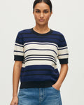 Pull à manches courtes en coton - J695 ST ECRU NAVY - 1