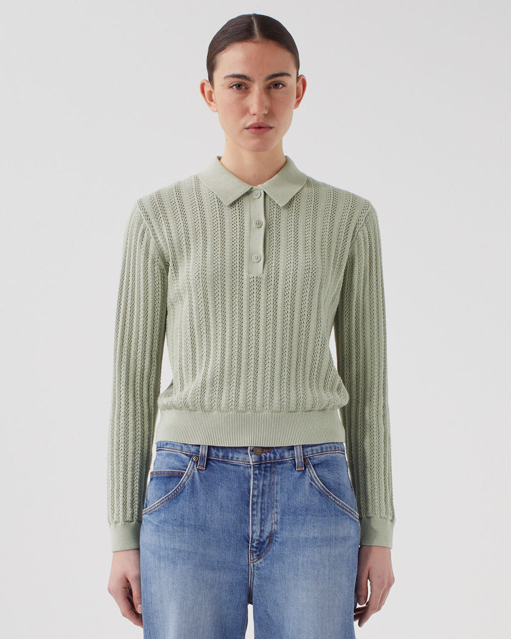 Pull col polo en coton - U520 GREEN - 1